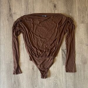 Fashion Nova Brown Long Sleeve Bodysuit